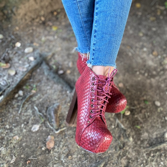 Platform red women booties - Picture 4 of 6